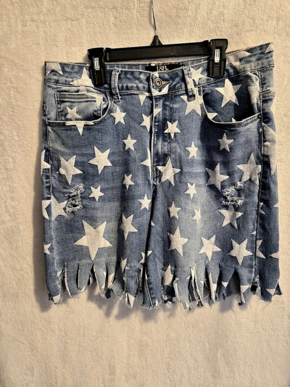 L&B Star Print High Rise Denim Shorts Size 14
